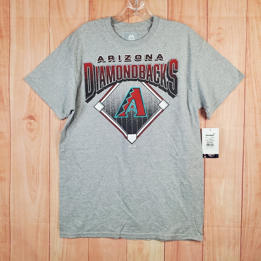 Majestic Mens Shirt Medium Gray Arizona Diamondbacks Baseball Team Short Sleeve